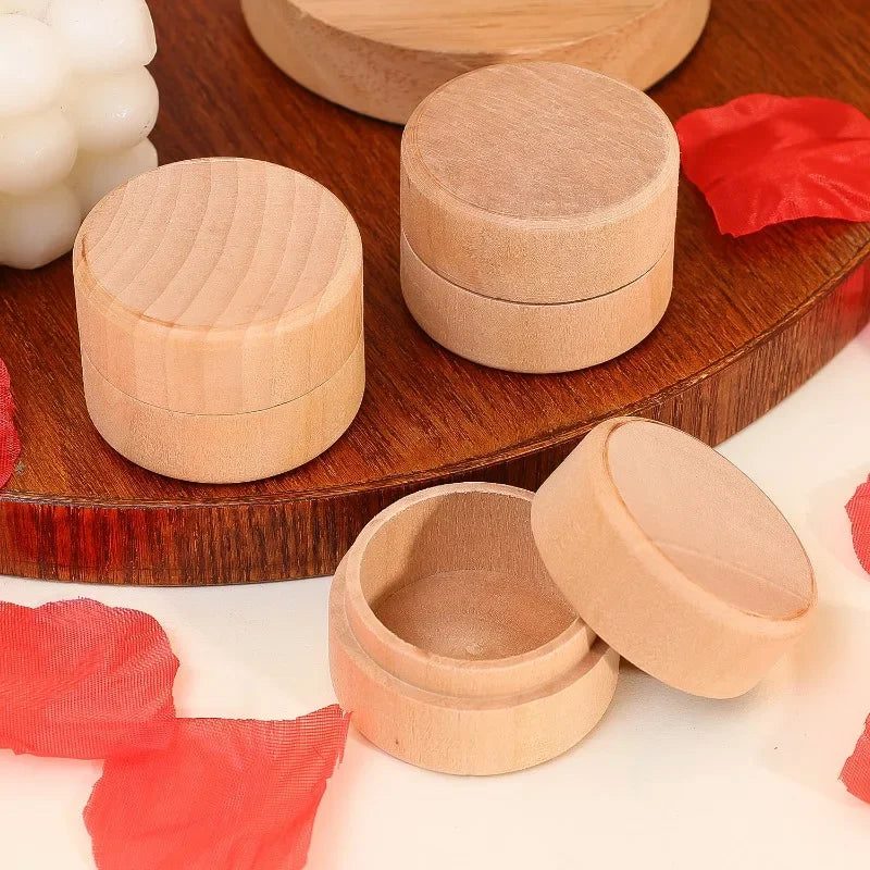 boîtes bijoux bois rond réutilisables traditionnelles minimalistes respectueuses environnement anneaux mariage