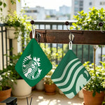 sac main vert logo starbucks blanc anneau métallique moderne polyvalent durable polyester Jacquard