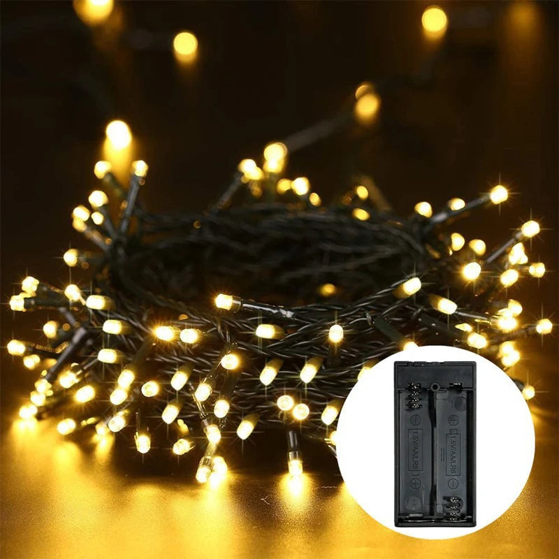 guirlande lumineuse led flexible décoration festive mariage fil noir lumière jaune 100 lumières