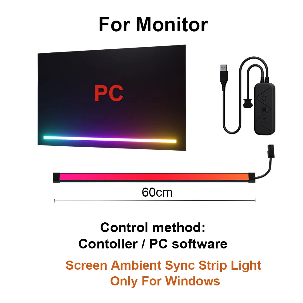 bande lumière led multicolore moderne adhésive contrôleur usb synchronisation d'affichage ramadan événements