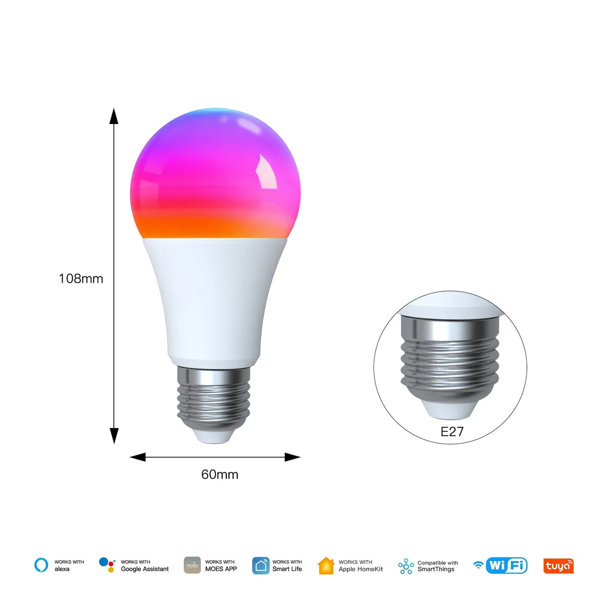 ampoule led intelligente e27 multicolore contrôlée vocalement alexandre google moderne
