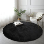 tapis rond velours noir gris moderne maison laveable polyester minimaliste chambre sofa chevet