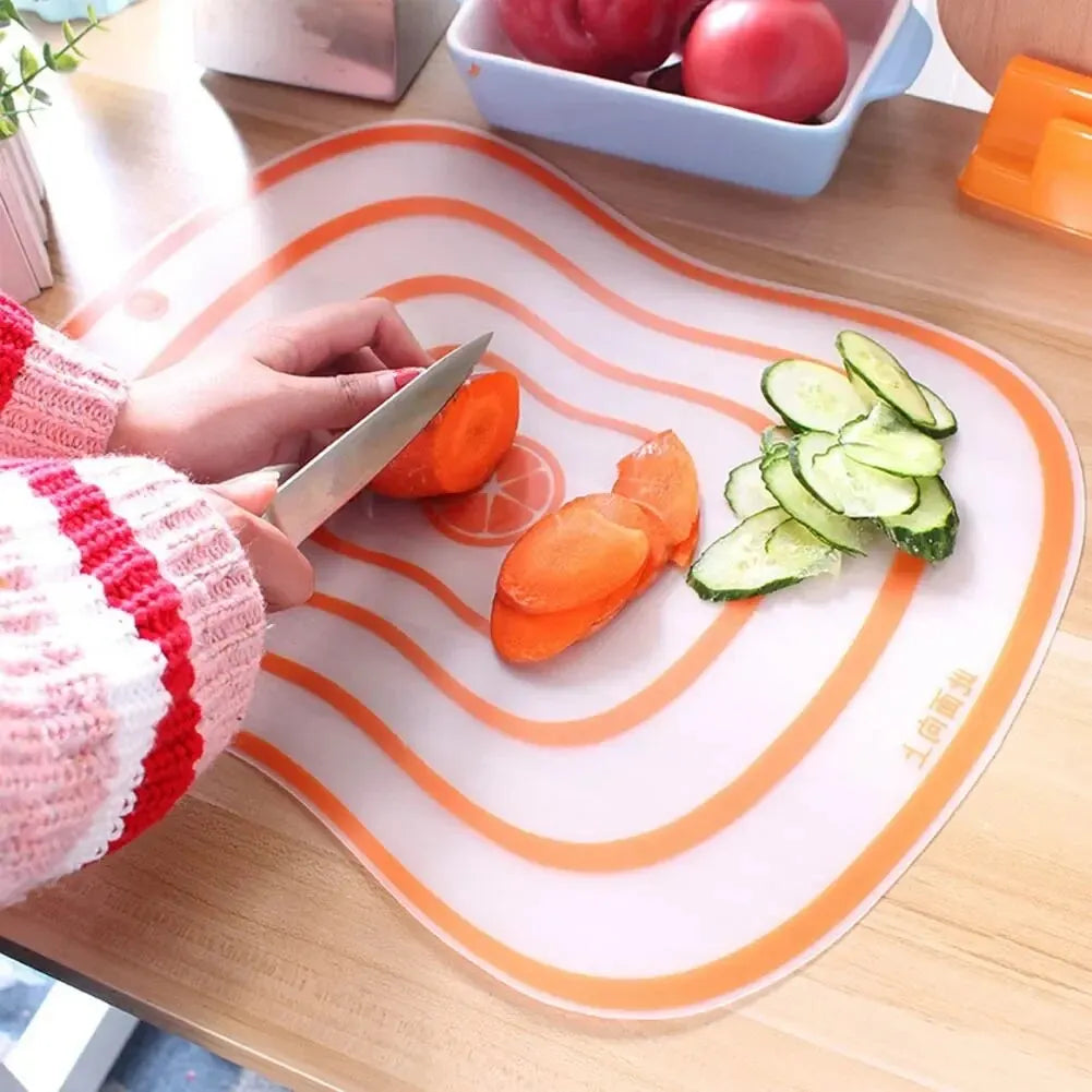 planche découper transparente anti dérapante blanc orange moderne rayures concentriques
