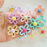 clips cheveux fleurs violet blanc orange vert jaune rose bleu kawaii