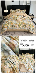 ensemble literie floral moderne 100 coton égyptien rose clair beige gris vert full king