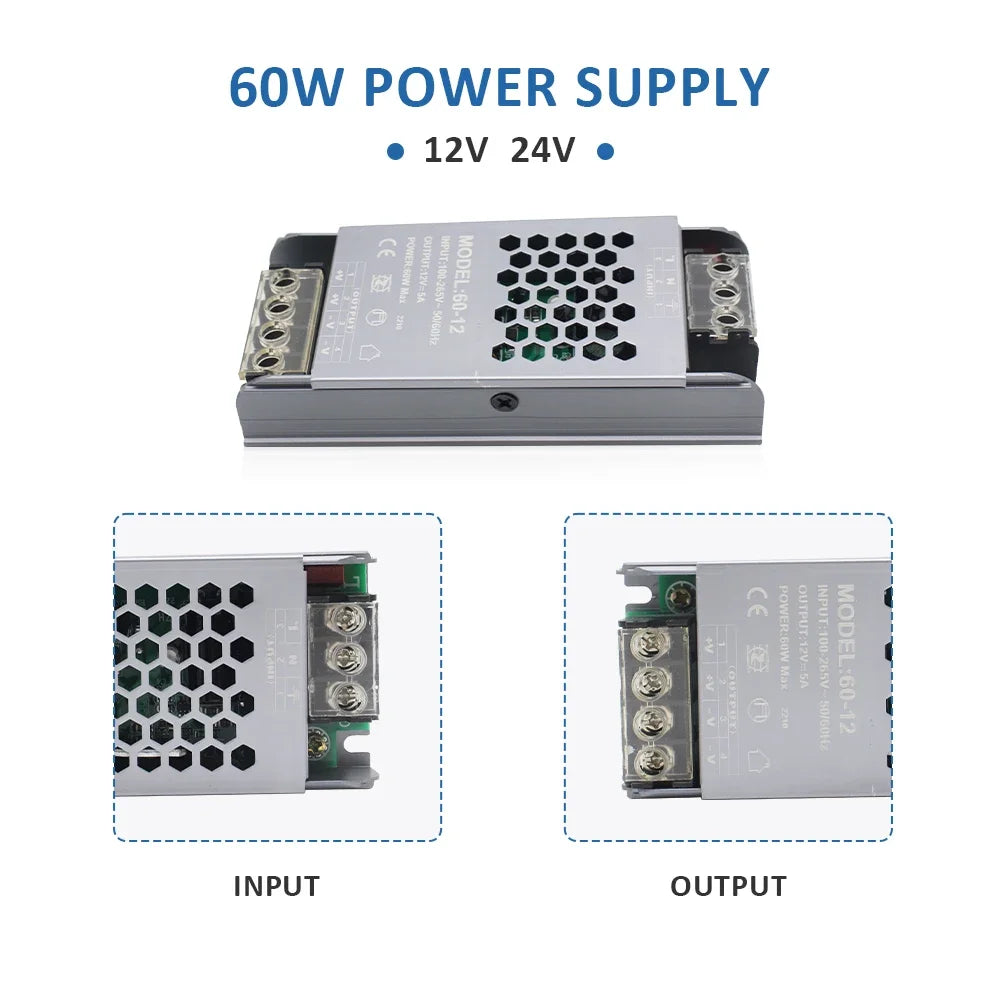 alimentation electrique 24v led 12v 60w 100w 200w 300w 400w aluminium industrielle