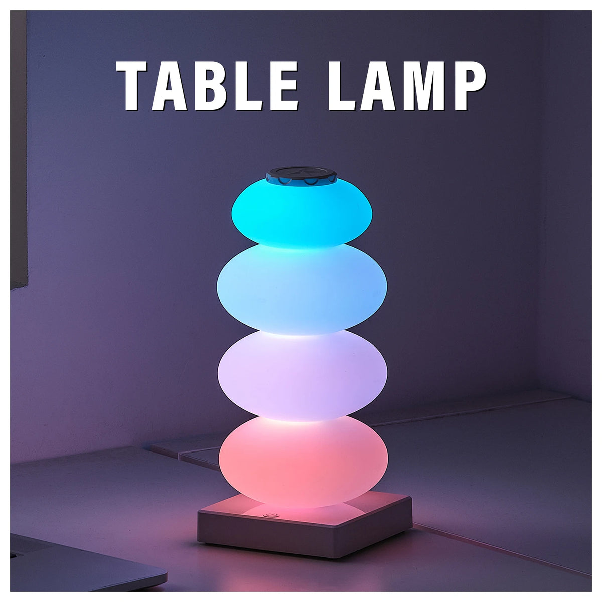 lampe table moderne bleu rose blanc toucher rgb changement couleur chambre coucher