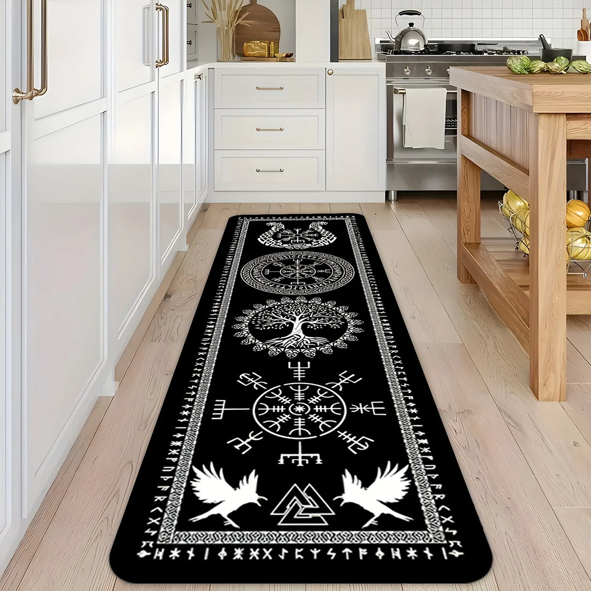 tapis noir blanc motifs géométriques imperméable résistant décoloration lavage machine main salon chambre