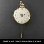 horloge murale moderne or marbrure pendule cerfs décoration élégante aiguilles métal fixations murales