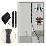rideau porte magnétique anti insectes maille fine gris clair noir moderne clips adhésif fixe