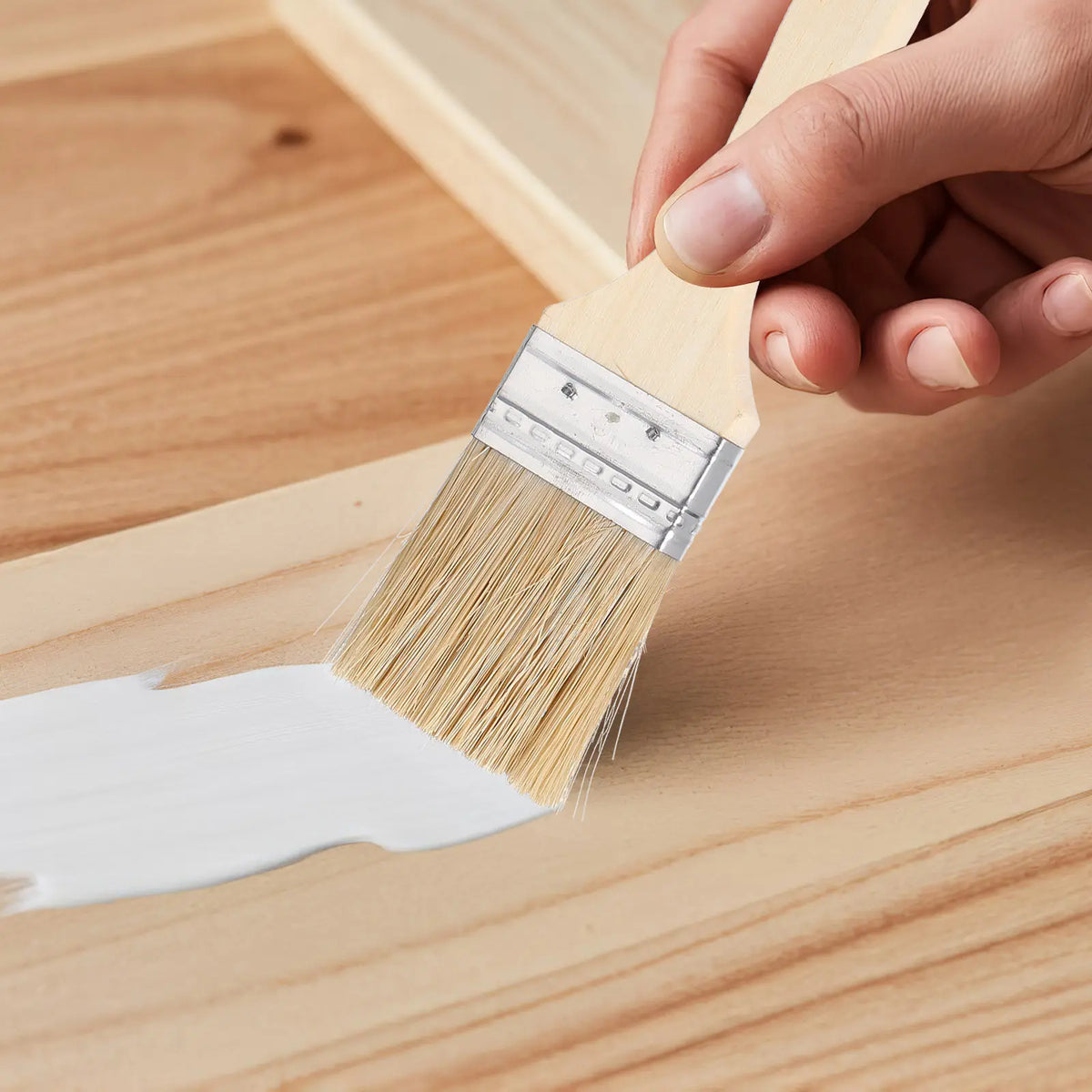 pinceaux peinture poils naturels manche bois classique décoration art peinture meubles pâtisserie huile blanc