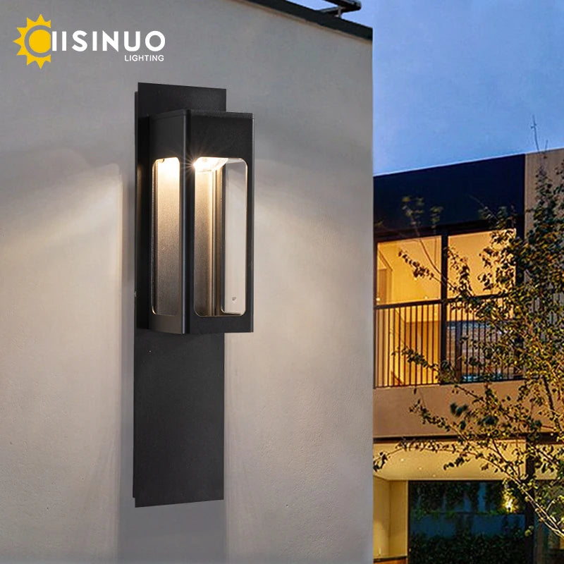 lampe murale led détecteur mouvement ip67 étanche moderne noir aluminiumextérieur contemporain 400mm haute qualité