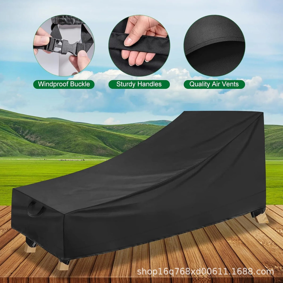 couverture protection chaise longue patio noire imperméable moderne élégants noirs lavable machine sac rangement