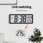 horloge murale numérique moderne horloge digitale affichage température date noir blanc minimaliste
