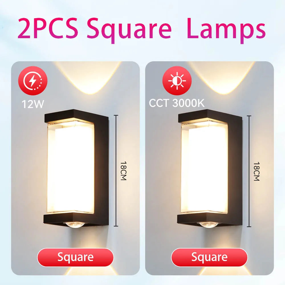 lampe murale extérieure moderne led ip65 étanche noir façade transparente abatjour acrylique