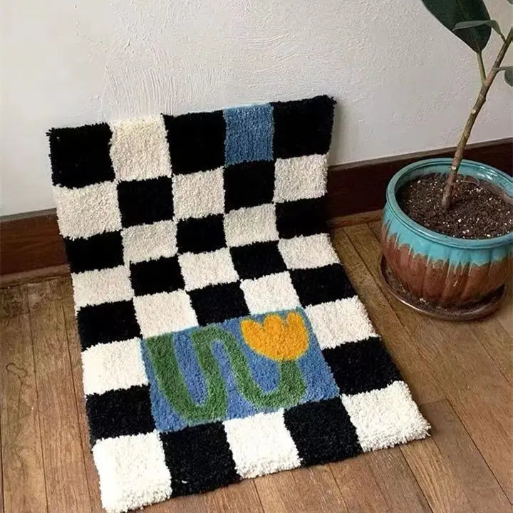 tapis multicolore abstrait clips moderne salle bain résistant machine lavable