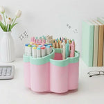 organisateur compartiments papeterie rose violet blanc moderne mignon floral plastique lisse