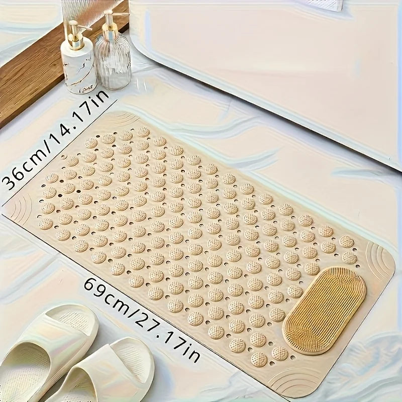 tapis bain antidérapant gris beige vert moderne bosses géométrique opaquet fonctionnel