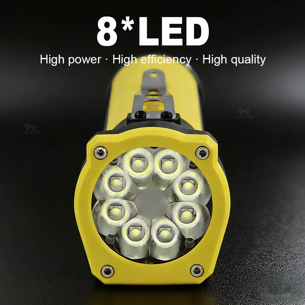 lampe torche rechargeable led noire jaune camping survie intense clips moderne