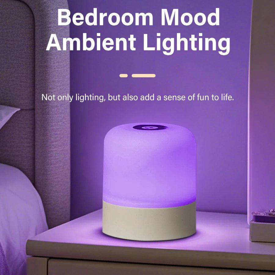 lampe table rechargeable led dimmable blanc gris moderne chambre veilleuse atmosphère rectangle ab