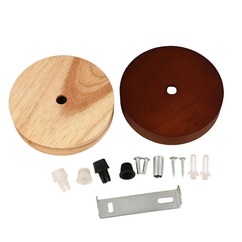 support lampe bois naturel moderne vis boulons écrous plaque métallique 10cm 12cm