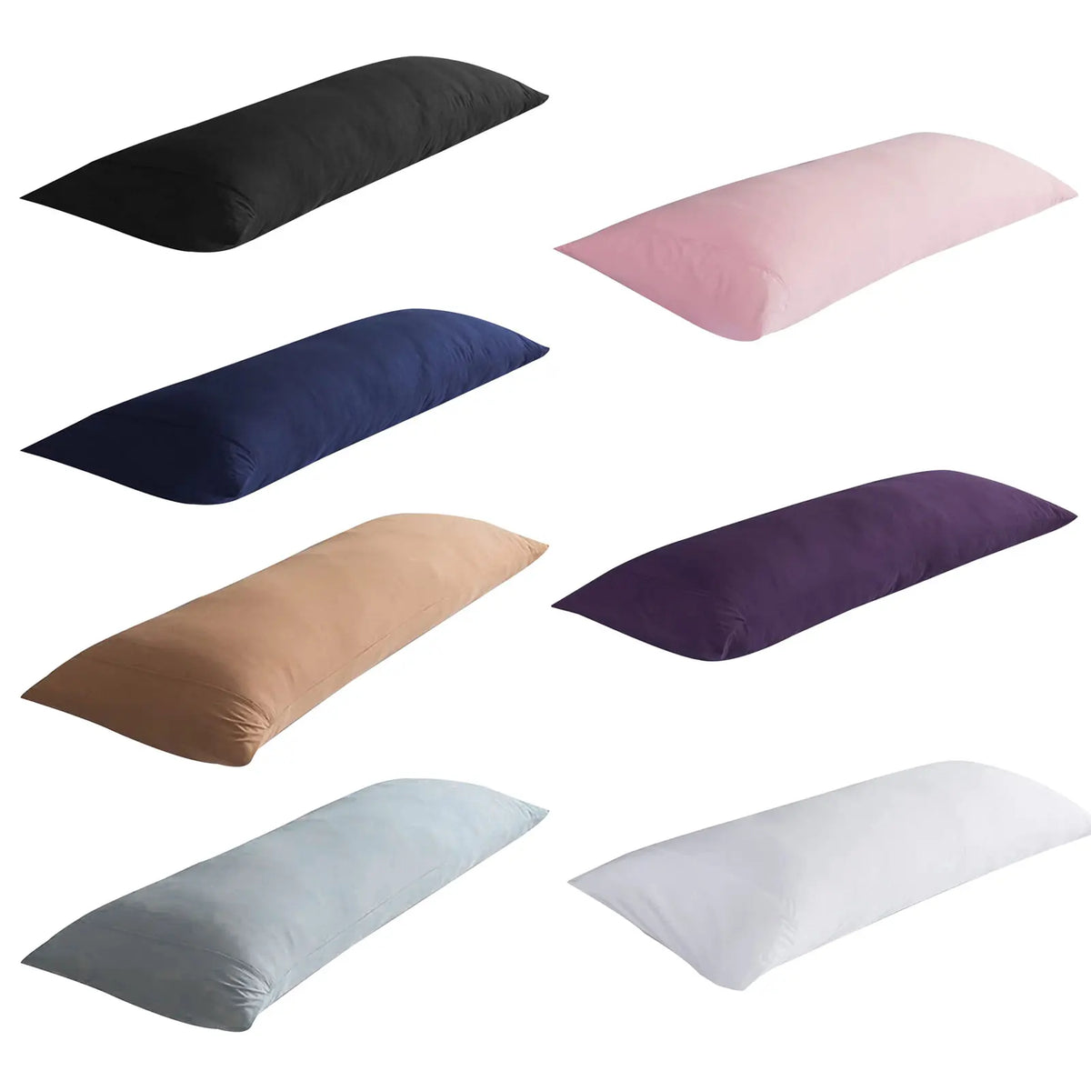 coussin corporel uni moderne noir rose bleu marron violet blanc gris 20x54 coton polyester