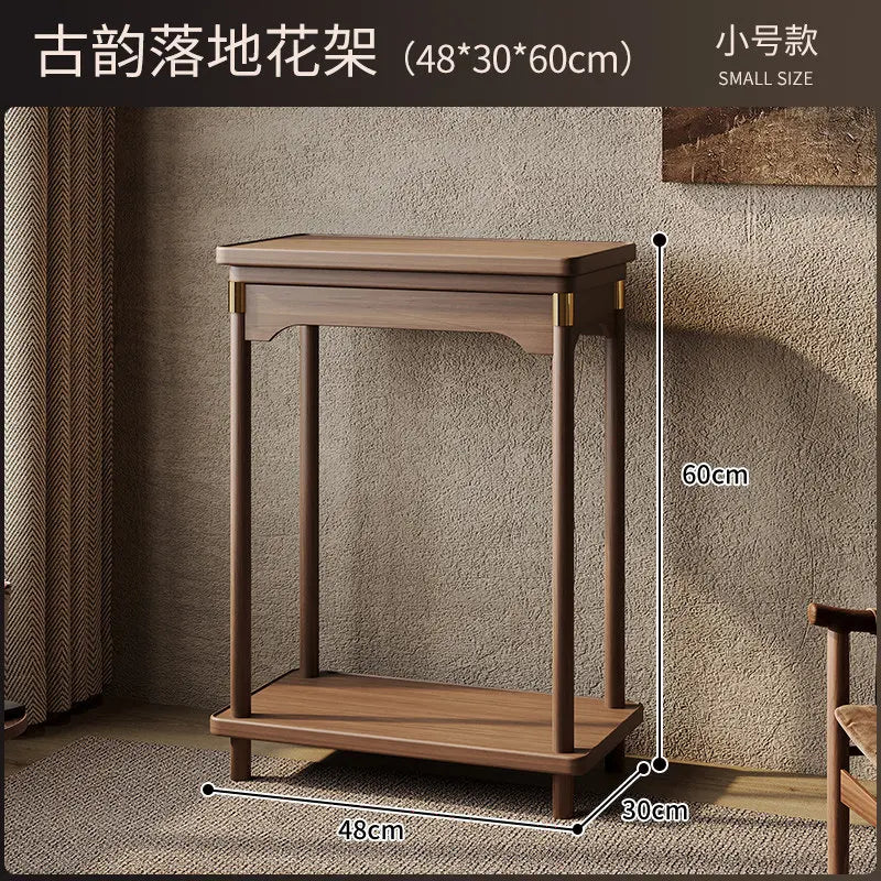 meuble étagères bois marron clair moderne minimaliste plante artificielle pot noirintérieur extérieur assemblage facile
