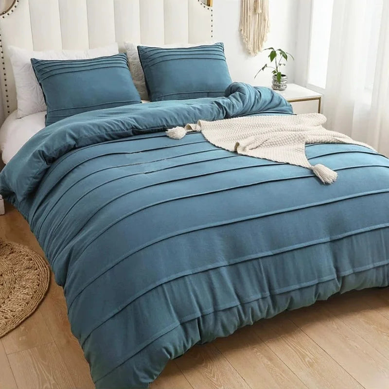 housse couette taies oreiller stripe geometrique beige vert foncé turquoise gris olive moderne chambre