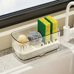 étagère cuisine transparente moderne clips brosse gant nettoyage rangement multifonctionnels