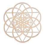 coasters bois clair gravure circulaire fleur vie om lotus minimaliste 14cm 30cm
