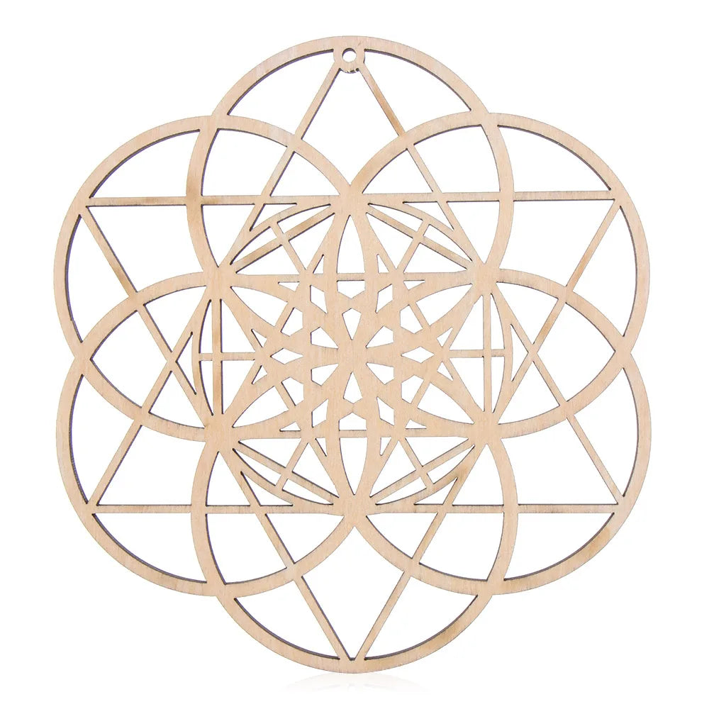 coasters bois clair gravure circulaire fleur vie om lotus minimaliste 14cm 30cm