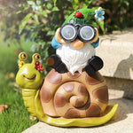décoration jardin gnome résine escargot lumiere solaire fantaisiste verte bleue rouge