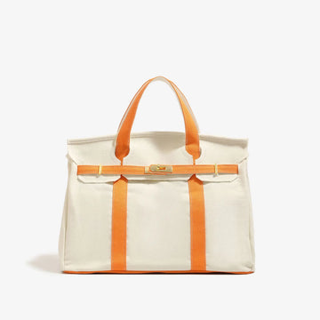 sac main toile coton beige noir vert rose poignées détachables casual chic rivets anti