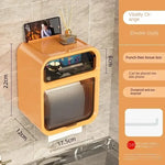 boîte mouchoirs murale transparente moderne adhésive blanche orange papier toilette smartphone diffuseur huiles essentielles
