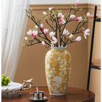 vase table céramique moderne jaune blanc fleurs hydroponique artisanal ornement classique