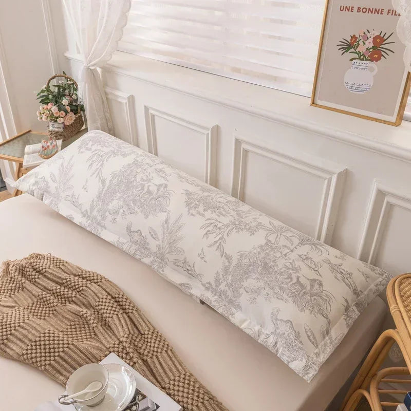 taie d'oreiller longue couple beige grande taille coton moderne lit double confort