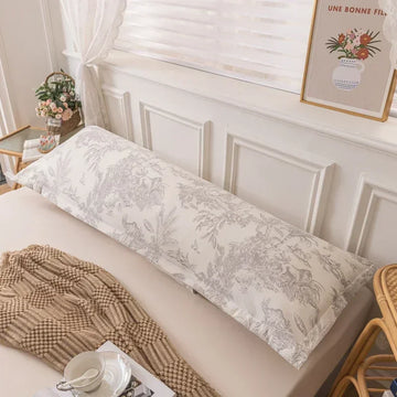 taie d'oreiller longue couple beige grande taille coton moderne lit double confort