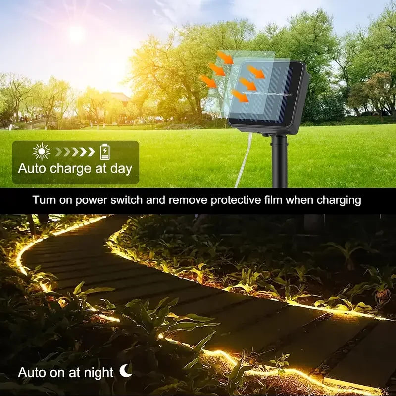 guirlande lumineuse led solaire blanc chaud moderne modes ip65 autoinstallationextérieur