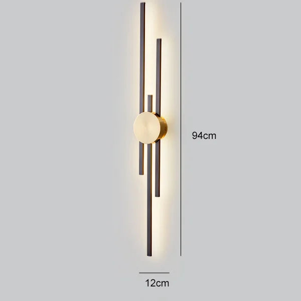 applique murale moderne minimaliste noir doré barres verticales éclairage chambre étude entrée led fixée