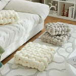 coussin mousse mémoire forme anti décubitus polyester coton rectangulaire blanc motif boules moderne adhesive