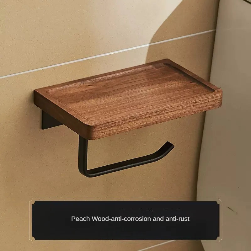 étagères porte serviettes bois moderne vis fixations salle bain minimaliste porte brosse gobelet savon