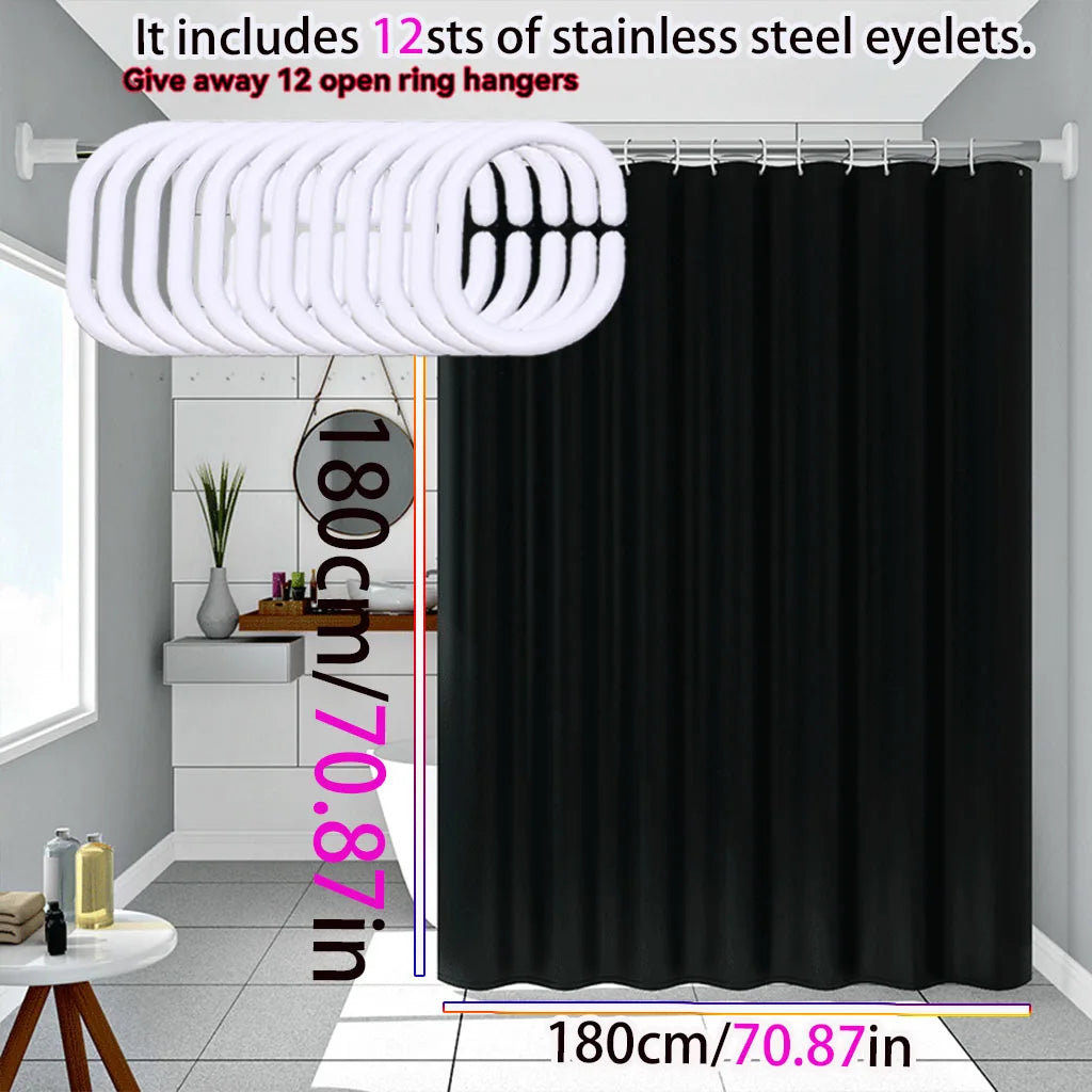 rideau douche noir opaque moderne suspension anneaux respectueux environnement 200cm 78.74in