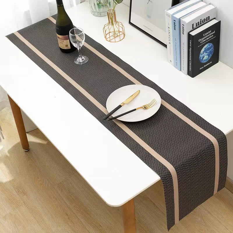 table chez soi moderne polyester noir gris beige anti tache résistante facile entretenir large