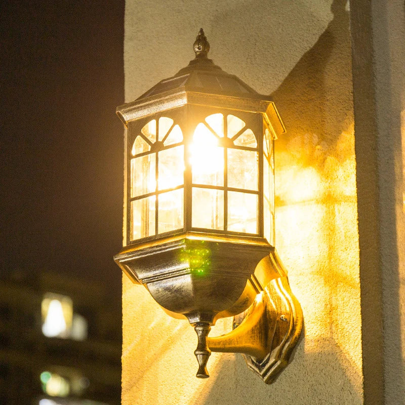 lampe murale solaire or noir classique vintage ip65 panneau solaire articuléextérieur jardin télécommande
