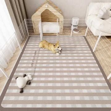 tapis imperméable anti dérapant chiens chats vert clair bleu clair rayures carreaux moderne absorbant