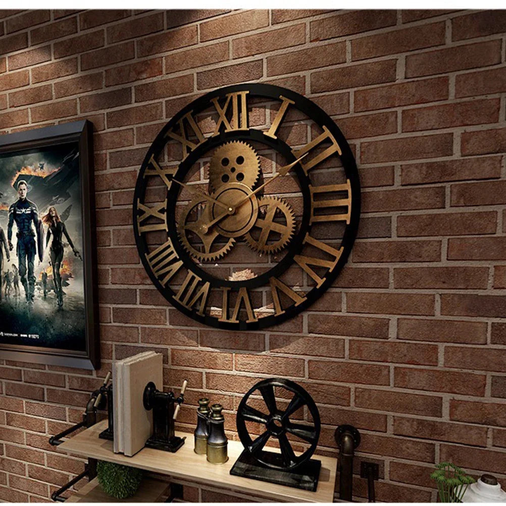 Détail des engrenages de l'horloge murale rétro