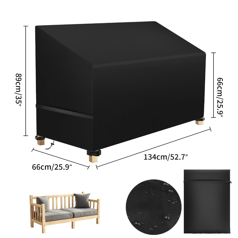 housse meubles extérieurs polyester imperméable noire moderne élastiques ajustables rectangle lshape rond
