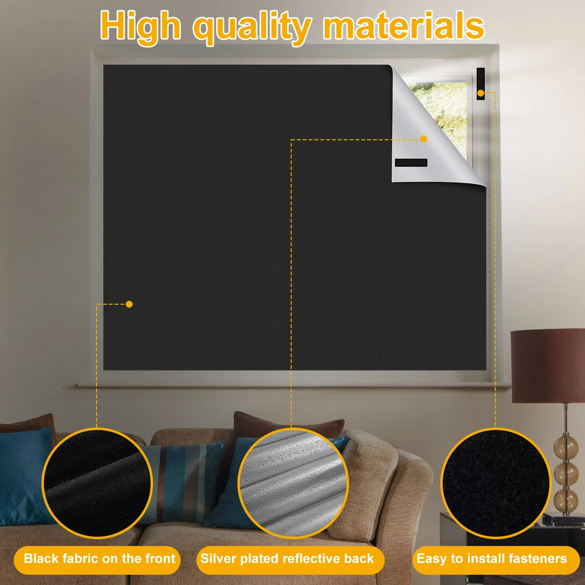 rideaux occultants noir moderne adhésifs tissu uni polyester coton opaque chambre maison