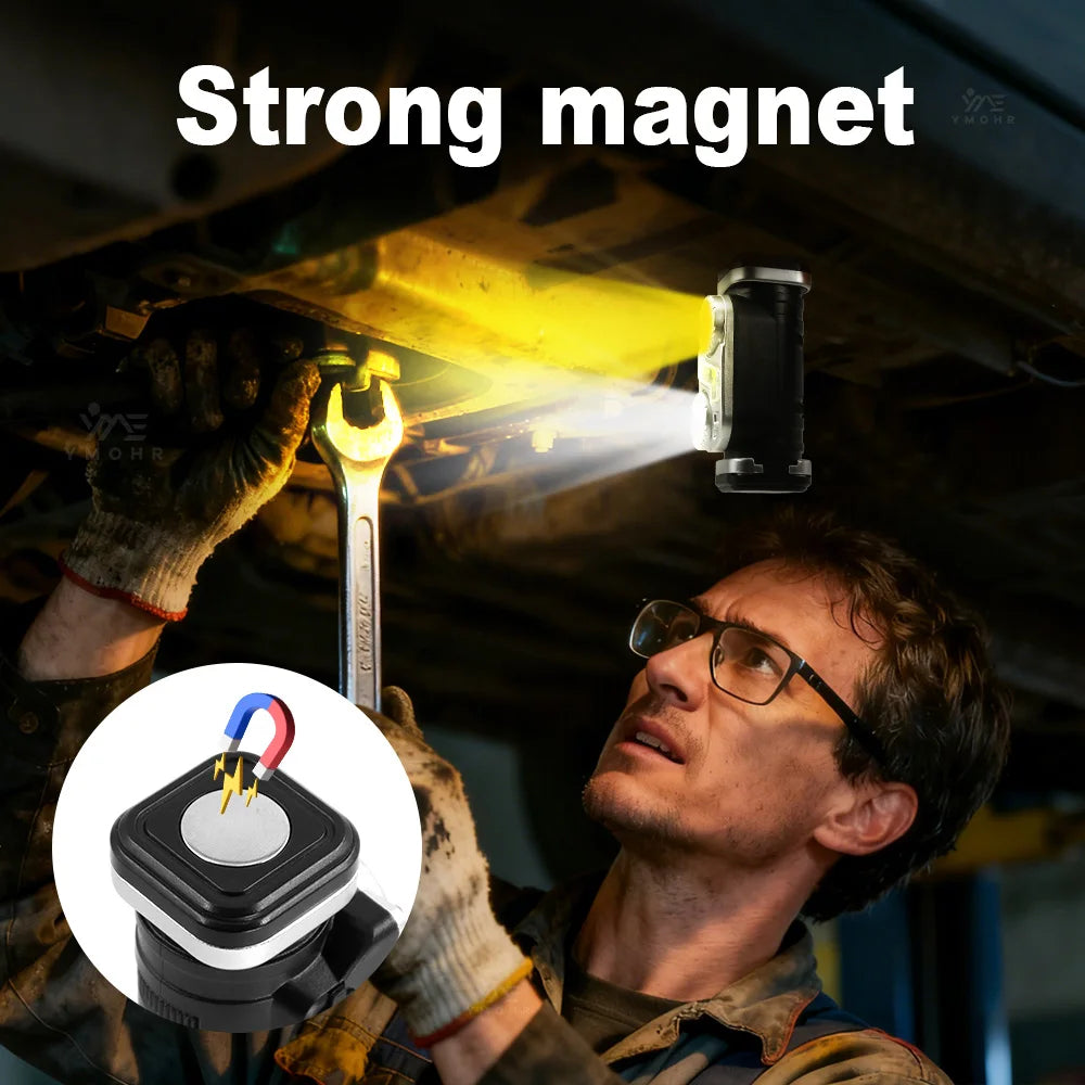 lampe frontale led rechargeable usb noir jaune 12 modes induction magnétique camping pêche chasse