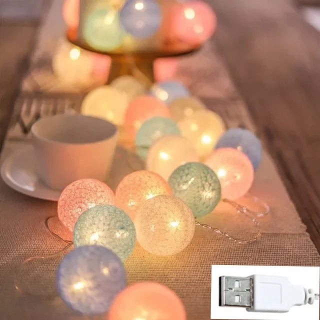 guirlande lumineuse multicolore fil coton tressé décoration noël fêtes mariage 24v 60leds 6m